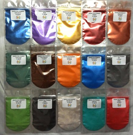 METALİK SEDEFLİ PİGMENT TOZ BOYA SETİ 15x10GR 150 GR SET