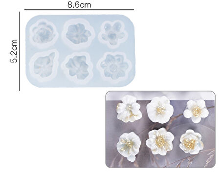 EPOKSİ REÇİNE SİLİKON KALIP UV REÇİNE İTHAL ALTILI KÜÇÜK ÇİÇEK KOLYE KÜPE SİLİKON KALIP HB4021-0073