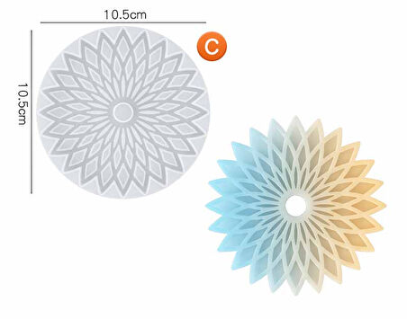 EPOKSİ REÇİNE SİLİKON KALIP İTHAL ÇİÇEK MOTİFLİ BARDAK ALTLIĞI TAŞ TOZU SİLİKON KALIP HB5021-0089
