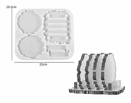 EPOKSİ REÇİNE SİLİKON KALIP İTHAL STANTLI İKİLİ BARDAK ALTLIĞI TAŞ TOZU SİLİKON KALIP HB5021-0095