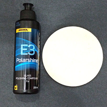 PASTA CİLA MIRKA POLARSHINE E3 CAM POLİSAJ 250ML+ CAM KEÇESİ POLİSAJ 125 MM CAM YÜZEY PARLATMA SETİ
