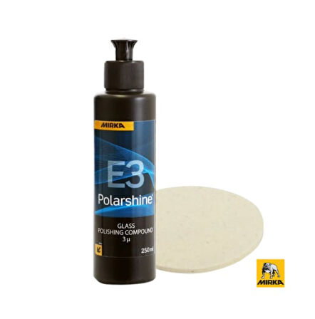 PASTA CİLA MIRKA POLARSHINE E3 CAM POLİSAJ 250ML+ CAM KEÇESİ POLİSAJ 125 MM CAM YÜZEY PARLATMA SETİ