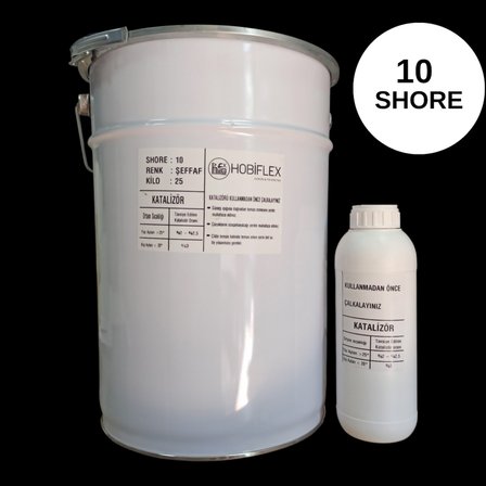 RTV 2 KALIP SİLİKONU 1. SINIF  SIVI SİLİKON 25 KG 10 SHORE YARI ŞEFFAF RENK