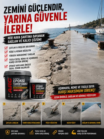 EPOKSİ MORTAR BETON TAMİR HARCI KOLON ZEMİN GÜÇLENDİRME HER TÜRLÜ YÜZEY ÇATLAK KIRIK DOLGU HARCI 5KG