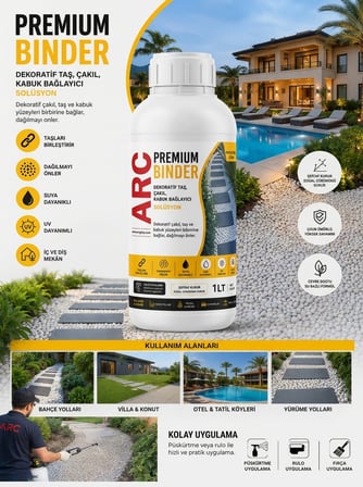 SU BAZLI SOLÜSYON PREMIUM BINDER DEKORATIF TAŞ, ÇAKIL VE KABUK BAĞLAYICI ŞEFFAF STONE GLUE 1 LT