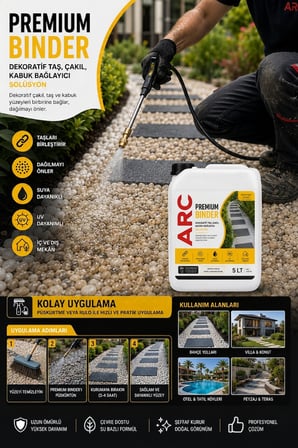 SU BAZLI SOLÜSYON PREMIUM BINDER DEKORATIF TAŞ, ÇAKIL VE KABUK BAĞLAYICI ŞEFFAF STONE GLUE 1 LT