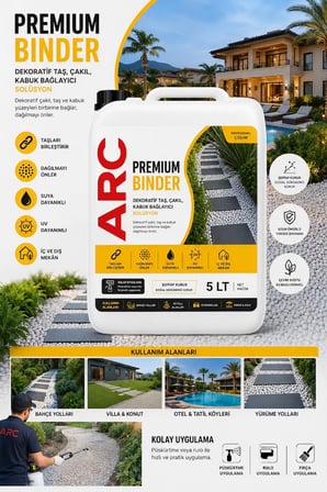 ARC PREMIUM BINDER DEKORATIF TAŞ, ÇAKIL VE KABUK BAĞLAYICI ŞEFFAF SU BAZLI SOLÜSYON STONE GLUE 5 LT