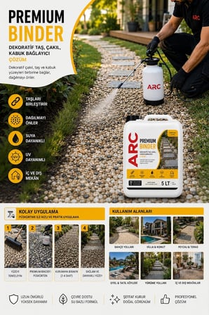 ARC PREMIUM BINDER DEKORATIF TAŞ, ÇAKIL VE KABUK BAĞLAYICI ŞEFFAF SU BAZLI SOLÜSYON STONE GLUE 5 LT