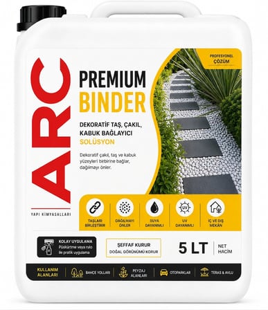ARC PREMIUM BINDER DEKORATIF TAŞ, ÇAKIL VE KABUK BAĞLAYICI ŞEFFAF SU BAZLI SOLÜSYON STONE GLUE 5 LT