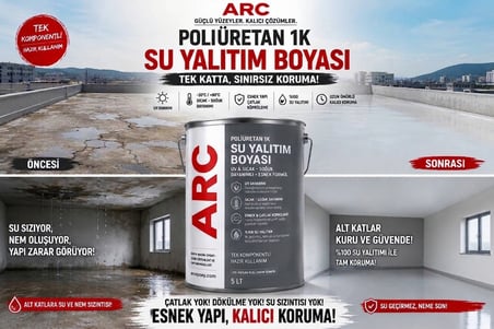 POLİÜRETAN SU YALITIM BOYASI UV DİRENÇLİ ESNEK GÜÇLÜ PARLAK TERAS ÇATI OTOPARK YALITIM BEYAZ 5 LT