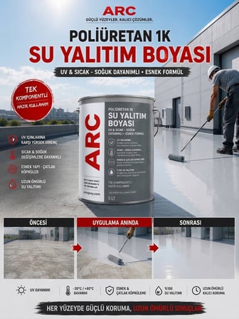 POLİÜRETAN SU YALITIM BOYASI UV DİRENÇLİ ESNEK GÜÇLÜ PARLAK TERAS ÇATI OTOPARK YALITIM BEYAZ 5 LT