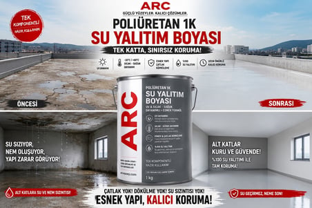POLİÜRETAN SU YALITIM BOYASI UV DİRENÇLİ ESNEK GÜÇLÜ PARLAK TERAS ÇATI OTOPARK YALITIM GRİ 1 LT