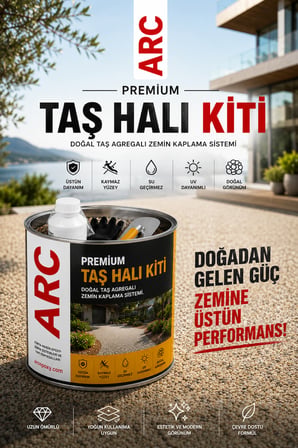 DEKORATİF TAŞ HALI KİTİ RENKLİ TAŞ ZEMİN KENDİN UYGULAMA SETİ FÜME RENK 20 KG