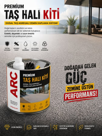 DEKORATİF TAŞ HALI KİTİ RENKLİ TAŞ ZEMİN KENDİN UYGULAMA SETİ YAKUT KIRMIZI RENK 20 KG