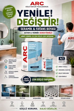 FAYANS  SERAMİK BOYASI HİBRİT SİSTEM  SOLVENTSİZ  KOKUSUZ KAPLAMA SISTEMI ADA YEŞİLİ RENK 4 LT