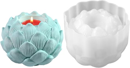 SİLİKON KALIP LOTUS ÇİÇEK TAŞ TOZU İTHAL TEALİGHT EPOKSİ REÇİNE SİLİKON KALIP MUMLUK HB225-0197