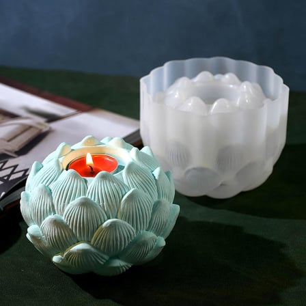 SİLİKON KALIP LOTUS ÇİÇEK TAŞ TOZU İTHAL TEALİGHT EPOKSİ REÇİNE SİLİKON KALIP MUMLUK HB225-0197