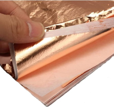 YAPRAK VARAK SANATSAL BÜYÜK BOY FOLYO EPOKSİ REÇİNE NAİL ART 8 ADET 14X14 CM BAKIR RENK GOLD ROSE
