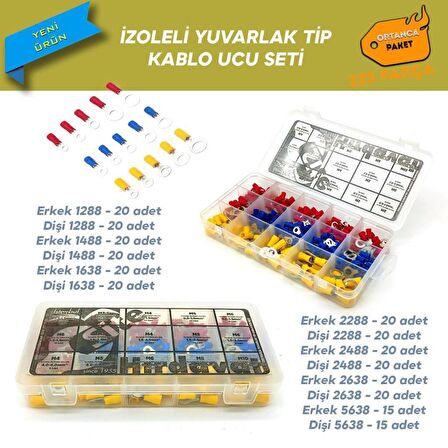 Yuvarlak Tip Terminal Seti, Ortanca Paket 225 Parça