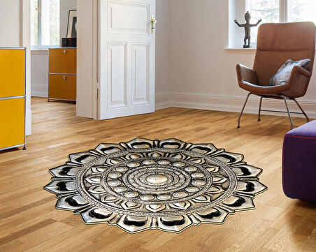 Dekoreko Figürlü Yuvarlak Özel Kesim Halı 115 Bakır