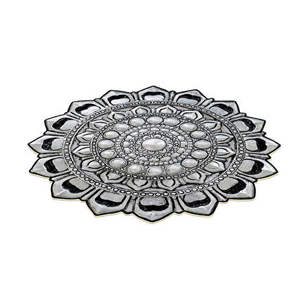 Dekoreko Figürlü Yuvarlak Özel Kesim Halı 115 Gümüş