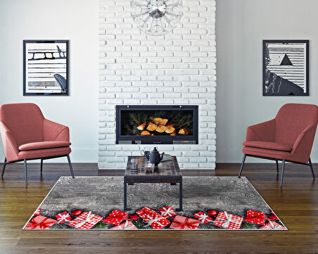 Dekoreko İnci Christmas Halı Saçaksız Chr-1