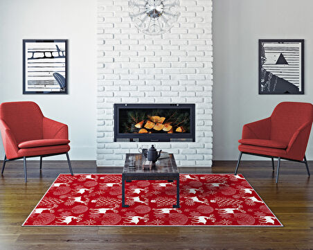 Dekoreko İnci Christmas Halı Saçaksız Chr-3