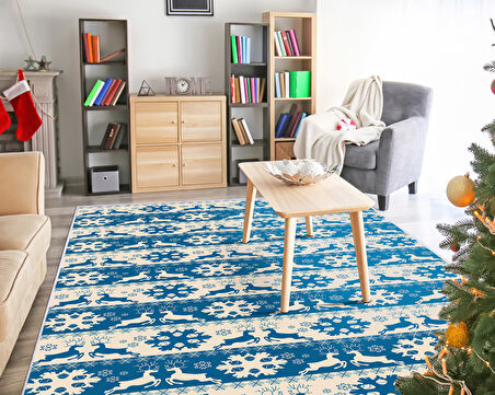 Dekoreko İnci Christmas Halı Saçaksız Chr-5