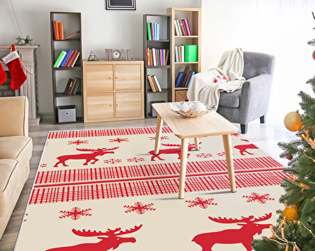 Dekoreko İnci Christmas Yolluk Halı Saçaksız Chr-6