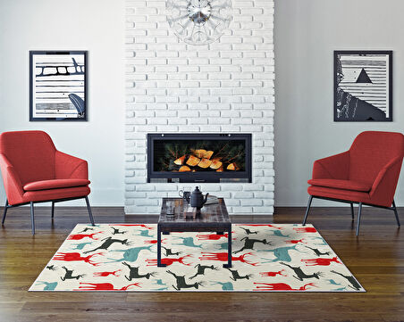 Dekoreko İnci Christmas Halı Saçaksız Chr-7