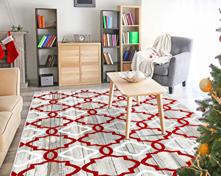 Dekoreko İnci Christmas Yolluk Halı Saçaksız Chr-12