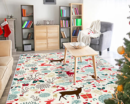 Dekoreko İnci Christmas Halı Saçaksız Chr-13