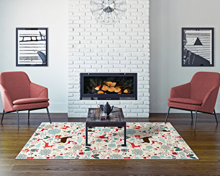 Dekoreko İnci Christmas Halı Saçaksız Chr-13