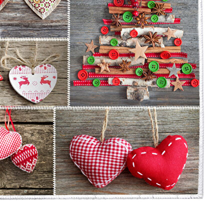 Dekoreko İnci Christmas Halı Saçaksız Chr-14