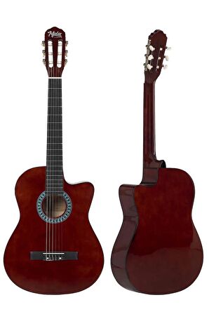 Midex CG-395BR Kahve Renk Kesik Klasik Gitar 4/4 Yetişkin Boy Sap Ayarlı Full Set