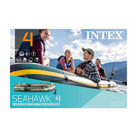 Intex Seahawk 4 Kişilik Kürek Pompa Şişme Bot Seti 351x145x48 cm