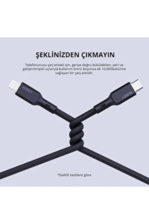 Cb-ncl1 -bk Naylon Örgülü 3a 480mbps Type-c Lightning Kablosu 1.8m