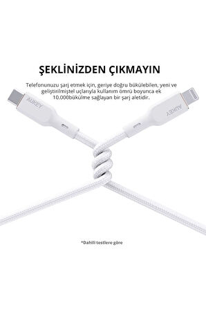 Cb-ncl1 -wh Naylon Örgülü 3a 480mbps Type-c Lightning Kablosu 1.8m