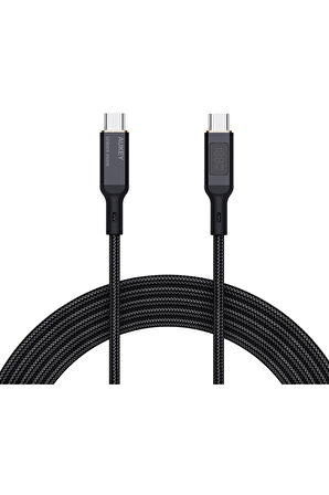 CB-MCC102-BK 100W Naylon Örgülü 5A 480Mbps Type-C Type-C LCD Ekranlı Kablo 1.8M Uyumlu
