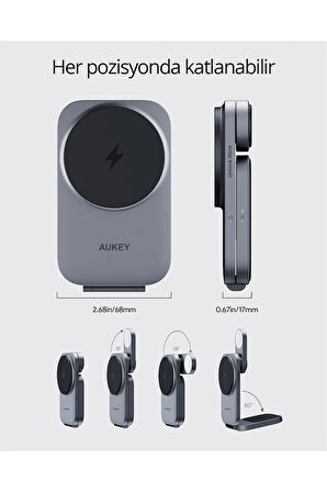 LC-MC312-GY 15W Katlanabilir 3'ü 1 Arada Mıknatıslı Kablosuz Şarj Cihazı