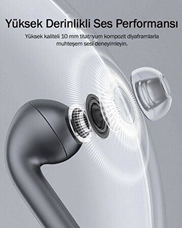 Aukey EP-B1-GY Adaptif Hibrit ANC 10mm Sürücü Kablosuz Kulaklık 25 Saat Müzik - Koyu Gri