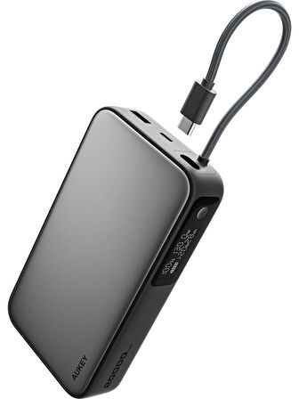 Aukey PB-Y48-GY 100W 20000 mAh PD Dahili Type-C Kablolu Powerbank