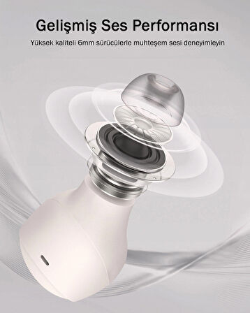 Aukey EP-M3A-WH Kablosuz Kulaklık 80ms Düşük Gecikme 30 Saat Müzik - Beyaz