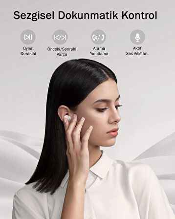Aukey EP-M3A-WH Kablosuz Kulaklık 80ms Düşük Gecikme 30 Saat Müzik - Beyaz