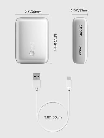 Aukey PB-Y55-WH 22.5W 10000 mAh Hızlı Şarj PD Type-C ve USB-A Powerbank