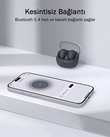 Aukey EP-M3A-GY Kablosuz Kulaklık 80ms Düşük Gecikme 30 Saat Müzik - Koyu Gri