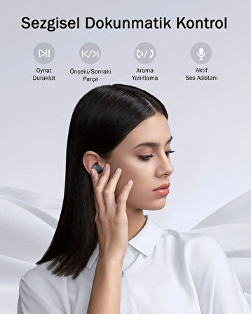 Aukey EP-M3A-GY Kablosuz Kulaklık 80ms Düşük Gecikme 30 Saat Müzik - Koyu Gri