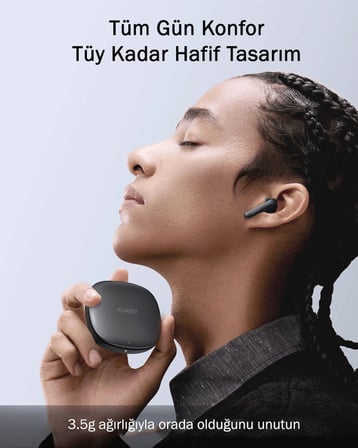Aukey EP-B2-GY Hibrit ANC 10mm Sürücü 4 Mikrofon Kablosuz Kulaklık