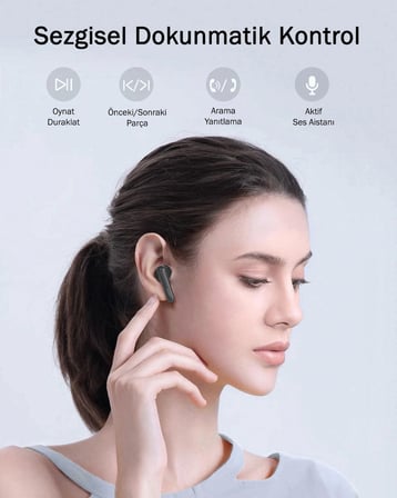 Aukey EP-B2-GY Hibrit ANC 10mm Sürücü 4 Mikrofon Kablosuz Kulaklık