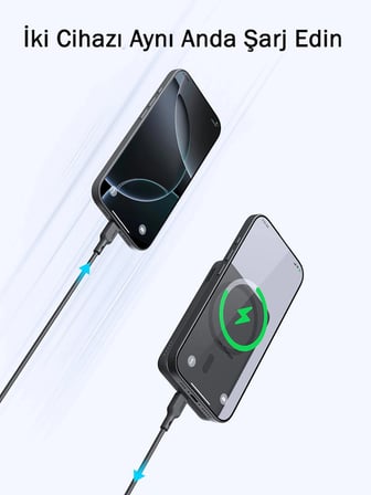 Aukey PB-MS03-GY MagSafe MagFusion İnce 5000mAh 20W Power Bank